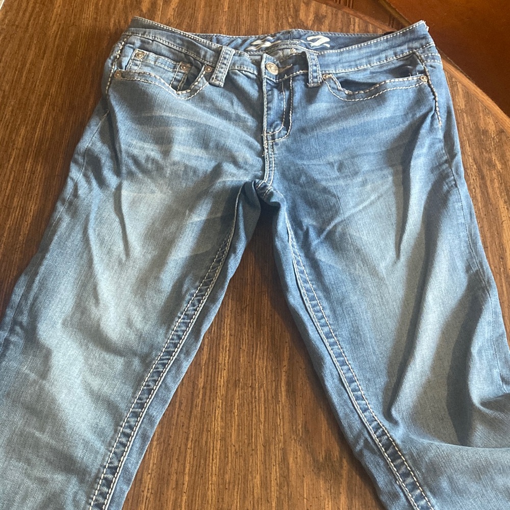 Seven7 Light Blue Slim Boot Cut Jeans for Women